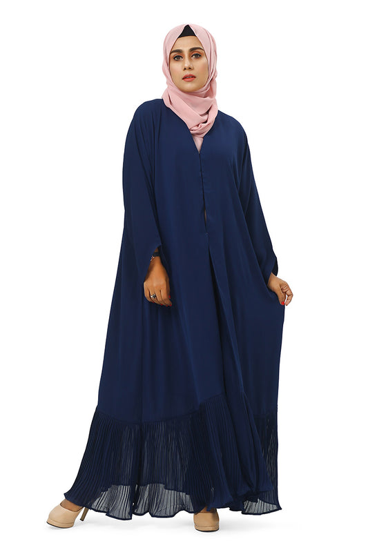 Hiba Navy textured georgette Fabric Abaya Women 0723 000204