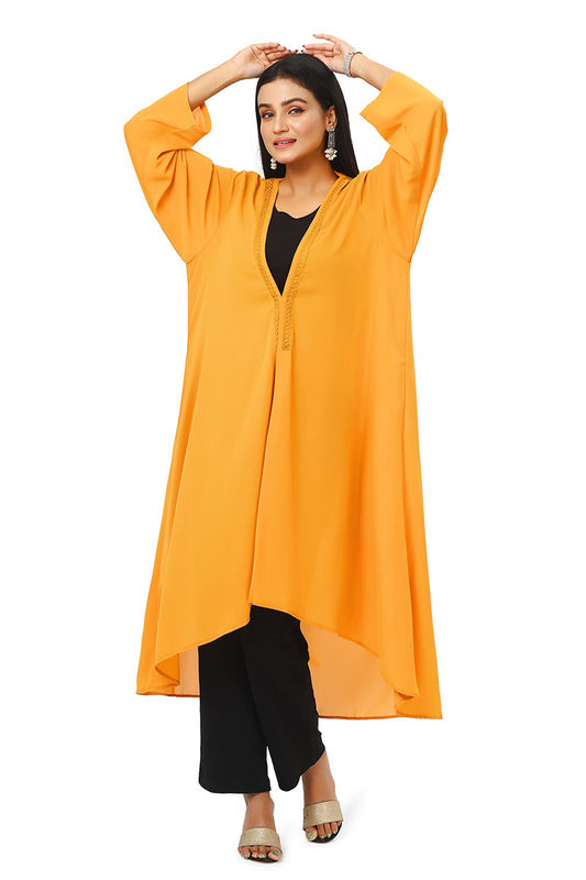 Hiba Mustard Yellow double georgette fabric Shrug Women 0823 000228