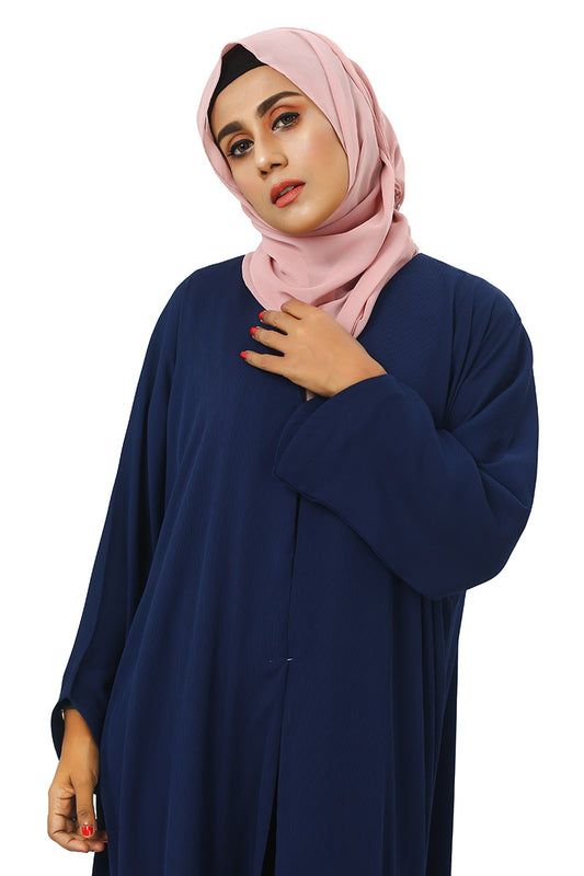 Hiba Navy textured georgette Fabric Abaya Women 0723 000204