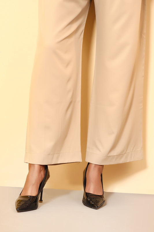 Showstopper Beige Spandex Cotton Fabric Wide-leg Pant Women 0523 000199