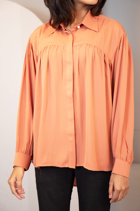 Showstopper Apricot Brown Cherry georgette Shirt Women 1223 000280