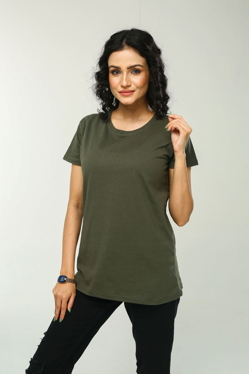 Showstopper Olive Green Cotton T-shirt TS-0623 00010