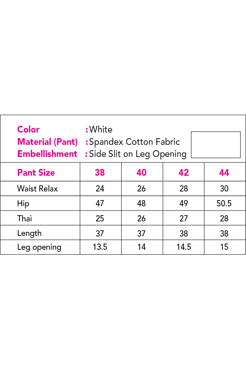 Showstopper White Spandex Cotton Fabric Wide-leg Pant Women 0523 000188