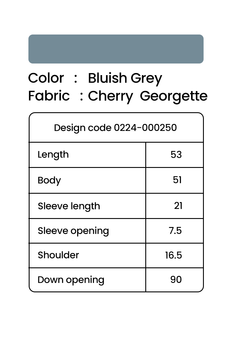 Hiba Bluish Grey Cherry Georgette Abaya Women 0224 000250