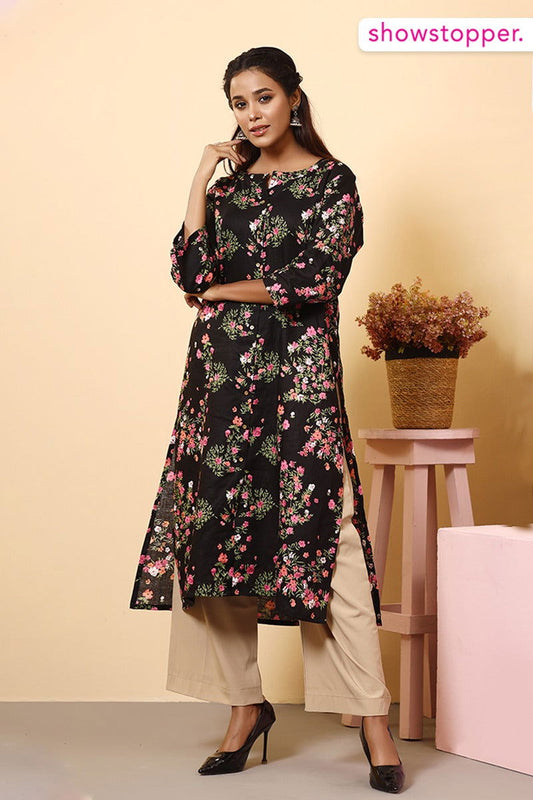 Showstopper Black Cotton Kurti Women 0523 000192 - showstopperbd.com