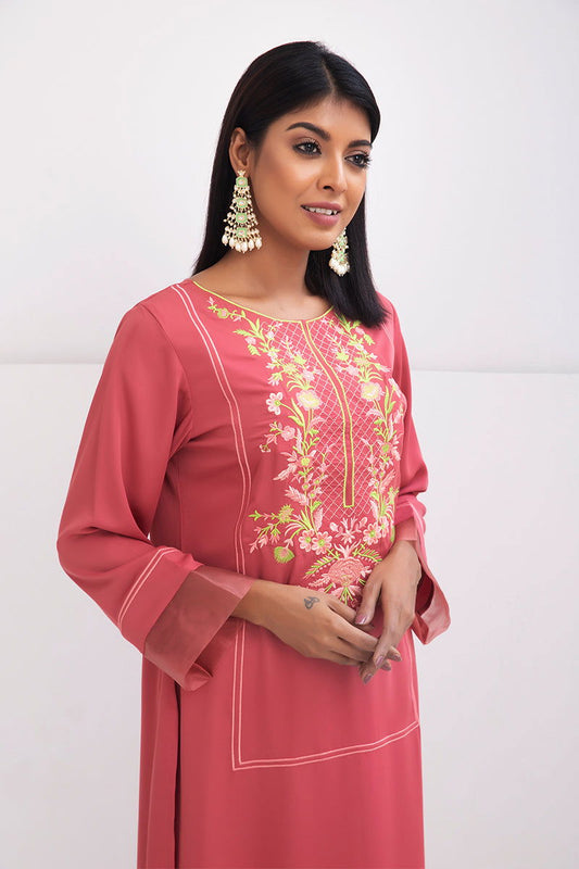 Showstopper Blush Cherry Georgette Kurti Women 1222 000093 - showstopperbd.com