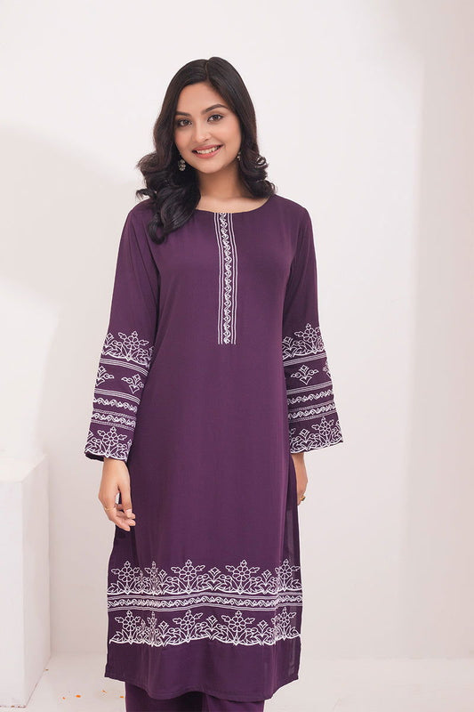 Showstopper Dark Purple Cherry Georgette Kurti and Pant Women 1122 000075 - showstopperbd.com