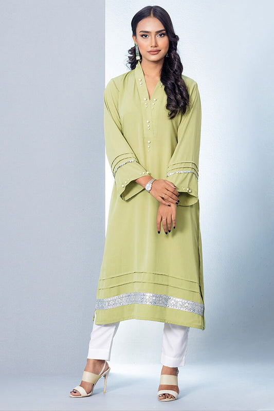 Showstopper Light Green Cherry Georgette Kurti Women J07 - showstopperbd.com