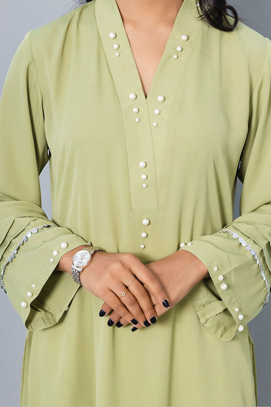 Showstopper Light Green Cherry Georgette Kurti Women J07 - showstopperbd.com