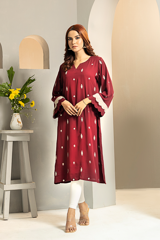 Showstopper Maroon Cherry Georgette Kurti Women 1223 000289 - showstopperbd.com