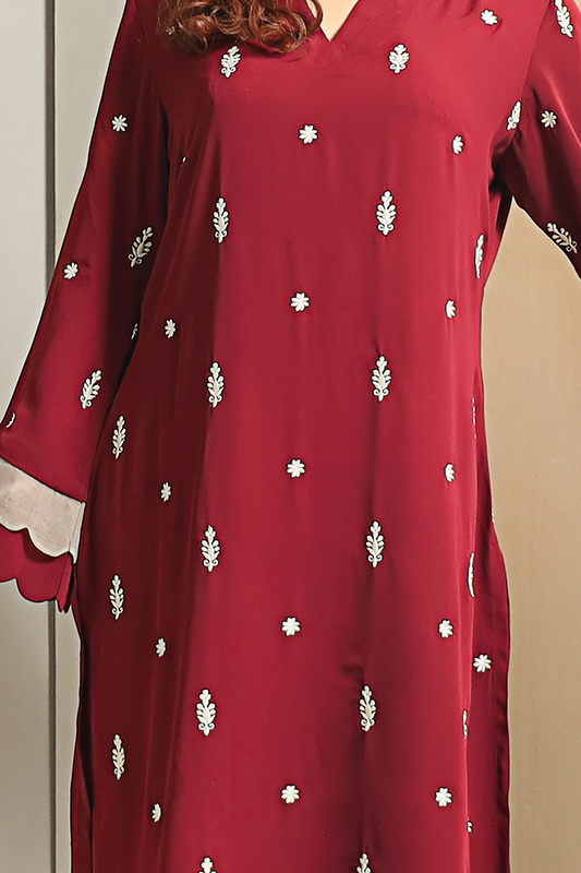 Showstopper Maroon Cherry Georgette Kurti Women 1223 000289 - showstopperbd.com