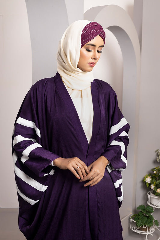 Hiba Purple Texture Georgette Abaya Women 0223 000151