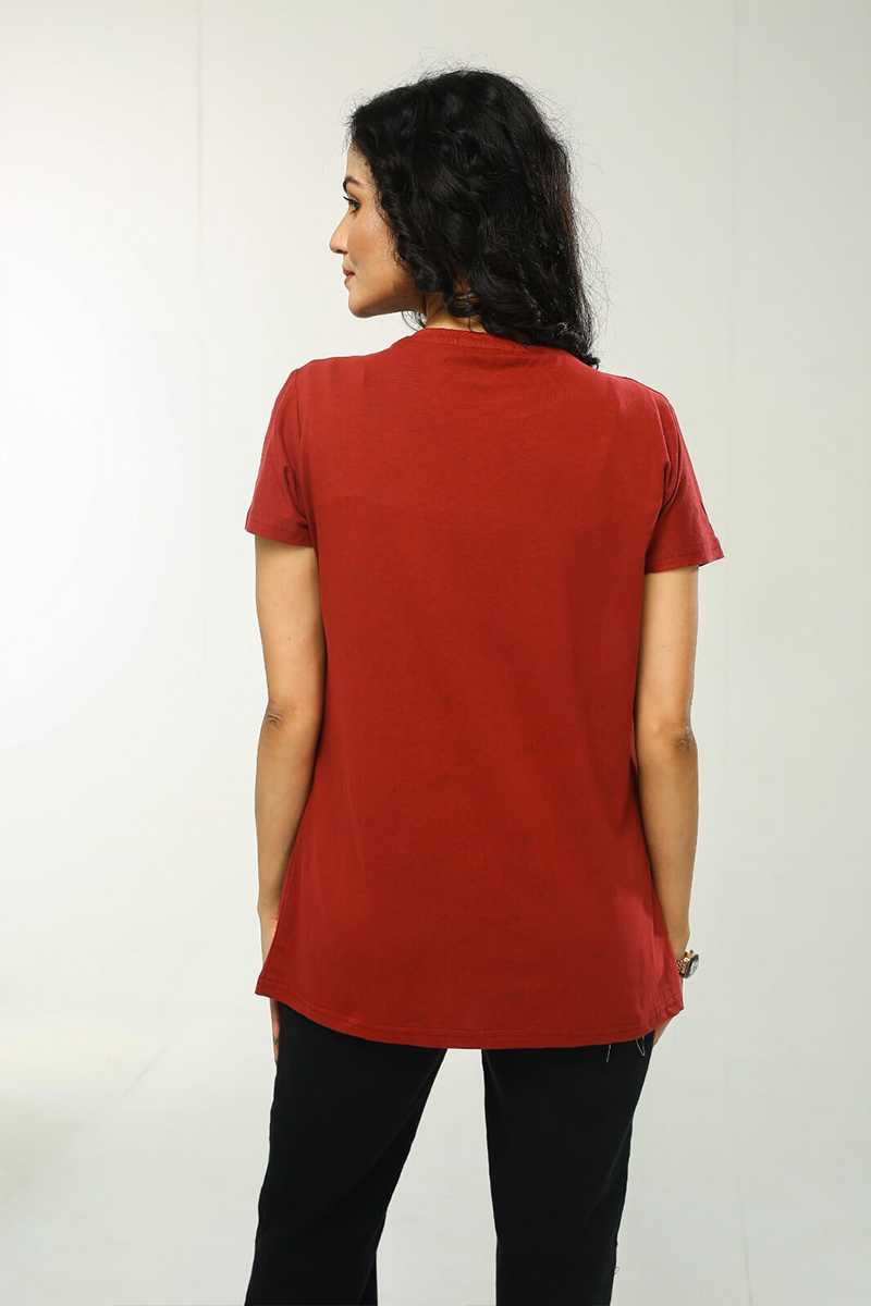 Showstopper Maroon Cotton T-shirt TS-0623 00003