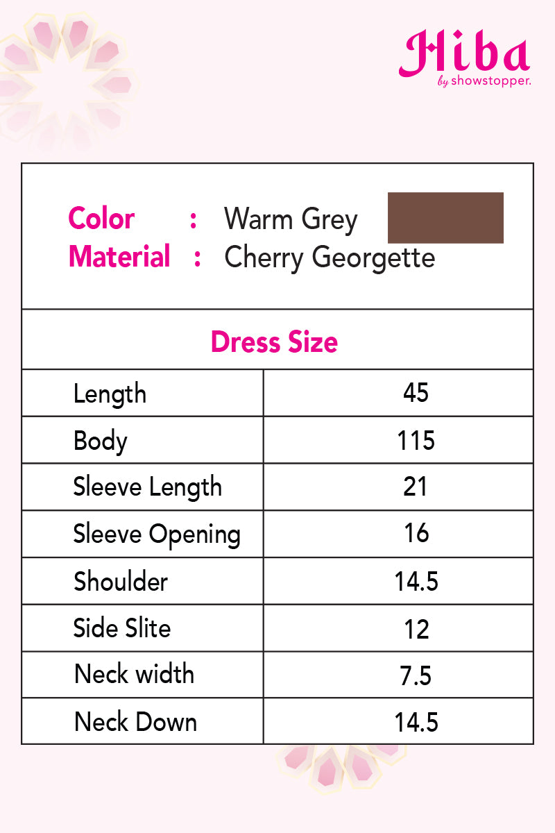 Hiba Warm Grey Cherry Georgette Abaya Women 0223 000152