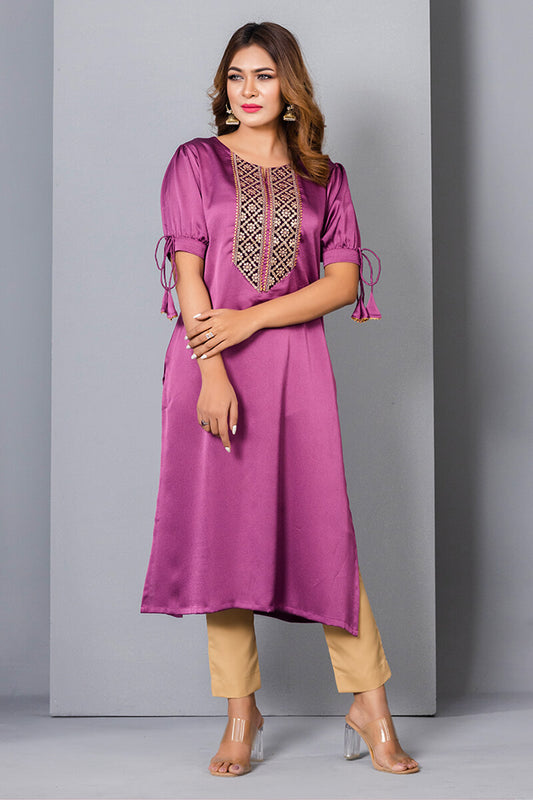 Showstopper Purple Crepe Silk Kurti Women J02