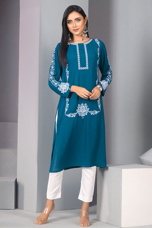 Showstopper Sea Green Cherry Georgette Kurti Women M11