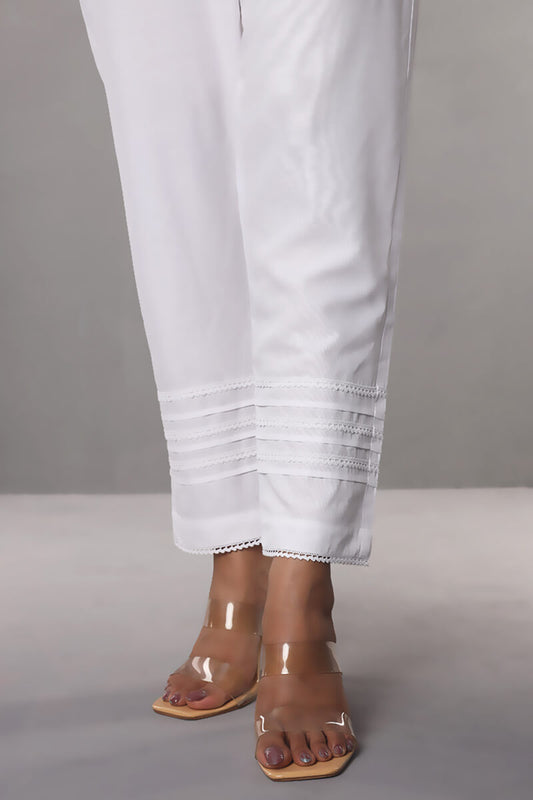 Showstopper White Cashmilon Fabric Straight Pant Women P02
