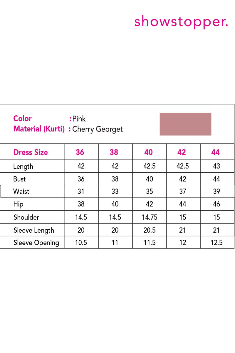 Showstopper Pink Cherry Georgette Kurti Women  0123 000122
